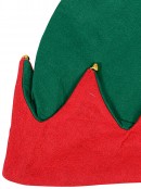 Red & Green Traditional Christmas Elf Hat With Jingle Bells - One Size Fits Most