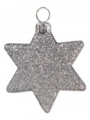 Red & Silver Glittered star decorations - 8 x 65mm