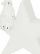 Star With Santa In White Gloss & Silver Ceramic Christmas Ornament - 16cm
