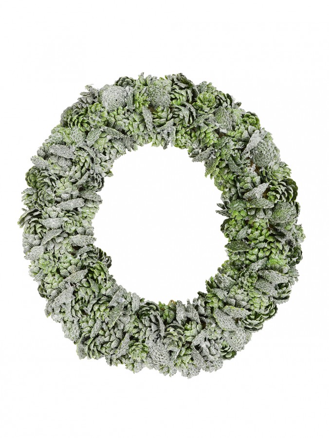 Decorative Natural Green Pine Cone Wreath - 32cm