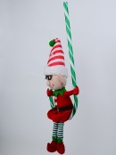 68cm Cute Elf Sitting In A Candy Cane Outdoor Decoration