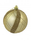 Matte Gold With Gold Sprinkle & Glitter Detail Baubles - 6 x 80mm