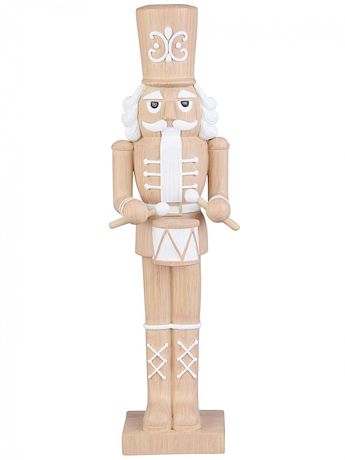 26cm Wooden Look Toy Soldier Drummer Resin Figurine Ornament