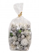 Pine Cones With Snowflakes, Berries & Bells Christmas Decoration Mix - 350g