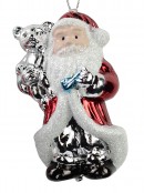 Santa's Holding Christmas Tree & Other Gifts Hanging Decorations - 3 x 80mm