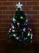 Multi Colour Fibre Optic Christmas Tree with Baubles, Stars & 90 Tips - 90cm