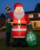 2.4m Large Santa With Sack & Candy Cane | LED Outdoor Inflatable