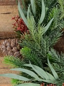 Pine With Eucalyptus Leaves, Flowers & Pinecones PVC Christmas Wreath - 44cm