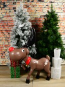 1.2m Cartoon Caricature Red Nose Reindeer Life Size Resin Ornament