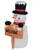 Snowman & Welcome Signpost Illuminated Christmas Inflatable Display - 1.5m