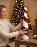 Red & White Swirl Christmas Large Conical Tree Tinsel Plaque Ornament | 92cm