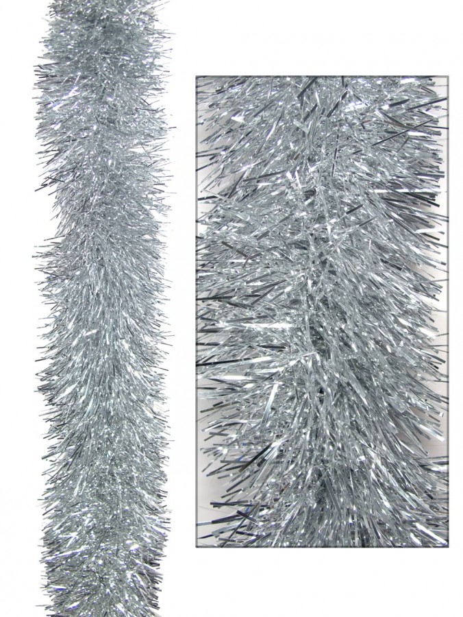 Silver Metallic 8ply Tinsel Garland - 15cm x 5.5m