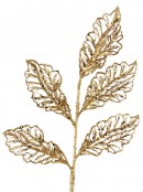 Gold Glitter Filigree Netted Vein Leaves Decorative Christmas Spray Stem - 66cm