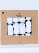 White With Mini Silver Stars Rectangular Prism Christmas Cracker Bon Bons - 6 x 32cm