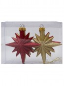 Red & Gold Glittered 12 Point Star Decorations - 4 x 11cm
