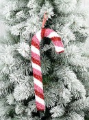 40cm Red, White & Pink Swirl Christmas Candy Cane Tinsel Plaque