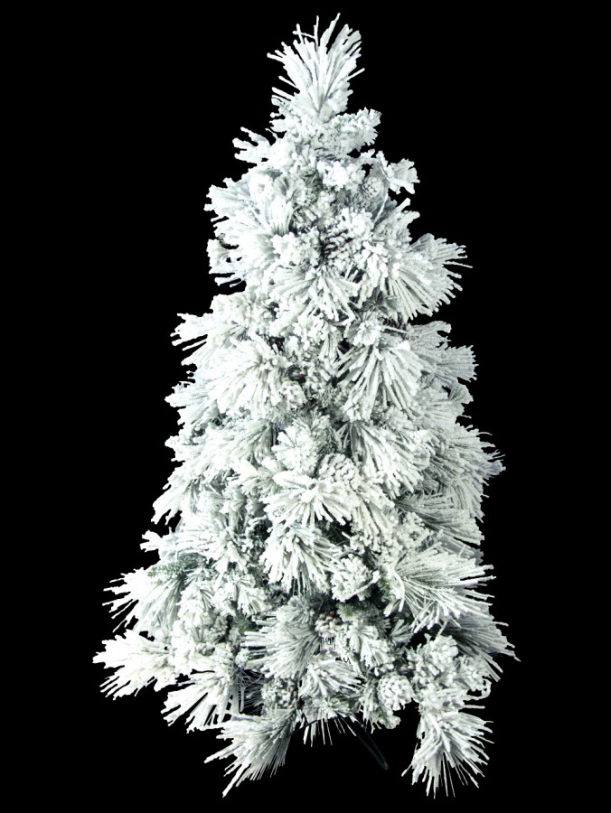Heavily Flocked Alpine Christmas Tree With Pine Cones - 1.8m