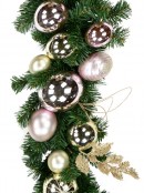 Champagne & Pink Bauble, Holly Leaf & Whisker Loops Garland - 2.7m