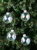 Clear Iridescent Soap Bubble Look Christmas Bauble Decorations - 4 x 10cm