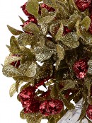 Hanging Decorative Mistletoe Cluster With Simulant Jewel Ornament - 12cm