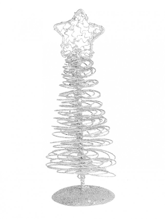 Silver Spiral Wire Tree Table Top Ornament - 15cm