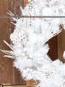 50cm Arctic White Fir Wreath With White Berries, Picks & Baubles