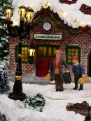 Northern Winter Christmas Village Scene With Rotating Train & Carousel - 26cm