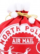 White North Pole Delivery Air Mail By Santa Stamp Red Gift Santa Sack - 70cm