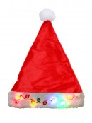 Embroidered String Lights Soft Plush Traditional Christmas Santa Hat - 38cm