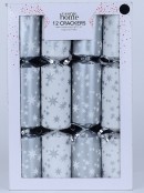 White & Silver With Silver & White Stars Christmas Cracker Bon Bons - 12 x 30cm