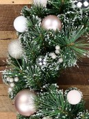 White Tip Pine Wreath With Rose Gold, Champagne, Pink & White Baubles - 60cm