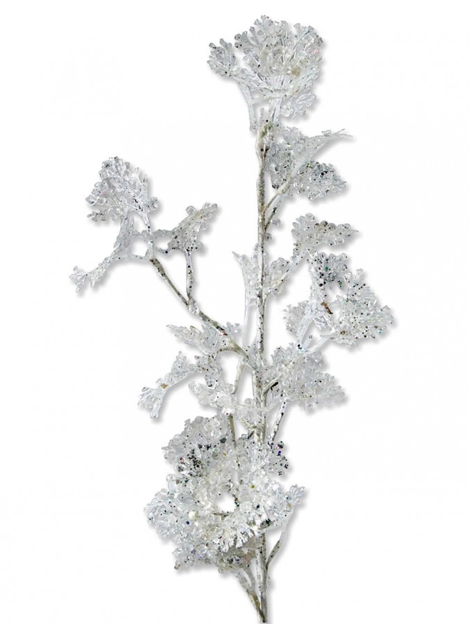 White Frosted Parsley Spray - 53cm