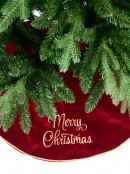 1m Deep Red Velvet & Gold Merry Christmas Embroidered Tree Skirt