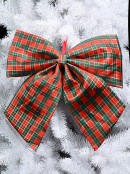 Large Red, Green & Gold Tartan Moulded Craft Bow Display Decoration - 45cm