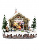 Santa Workshop Illuminated & Animated Battery Christmas Village Scene - 24cm