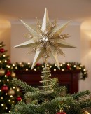Large Champagne & Gold Glitter Layered Christmas Tree Topper | 33cm