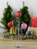 46cm Macarons With Red & Pink Glitter Cookie Shells Long Christmas Stem