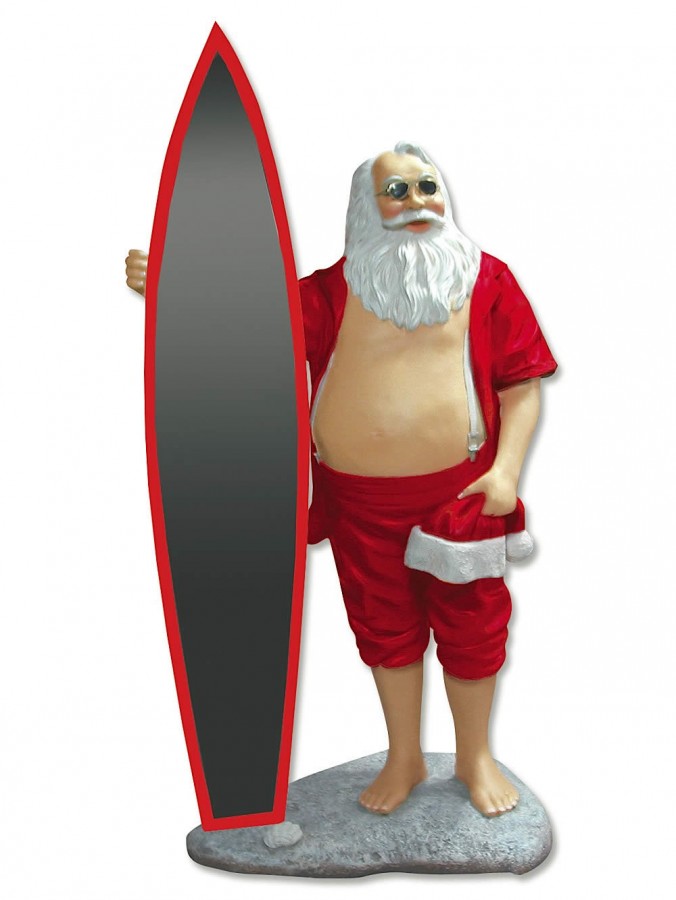 Resin Santa With Surfboard Decor - 1.4m