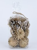 200g Large Gold Natural Pinecones With Glitter Tips