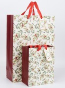 Large Ivory Gift Bag With Christmas Berry Branches Print