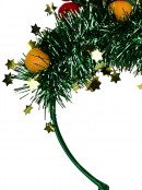 Green Christmas Tree Headband With Tinsel, Balls & Star - One Size Fits Most