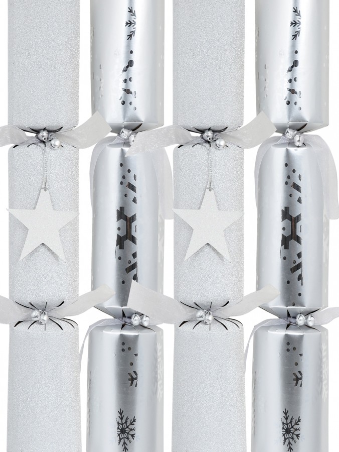 Christmas Jingle Silver Glitter & Snowflake Pattern Design Bon Bons - 6 x 35cm