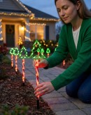 6x LED Christmas Tree & Spiral Path Lights - Hybrid Solar & Electric Stakes | 61cm