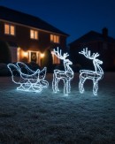 1.8m 3D Sleigh & Reindeer Outdoor LED Rope Light Display Set