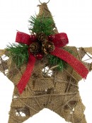 Decorated Hessian 3D Wired Star - 25cm