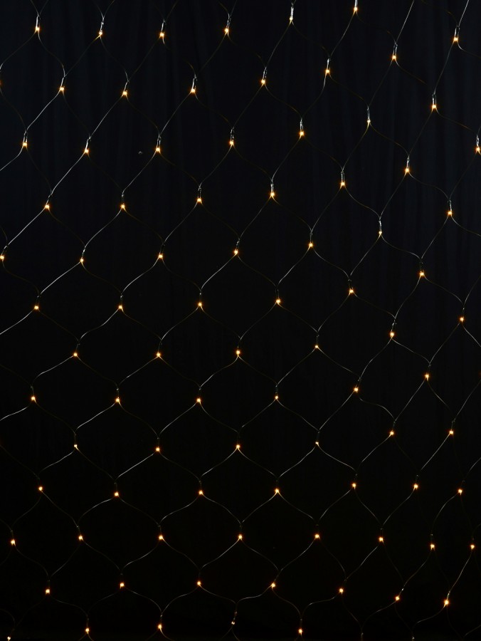 256 Warm White LED Hybrid Solar & Electric Net Lights With Timer | 2m x 2m