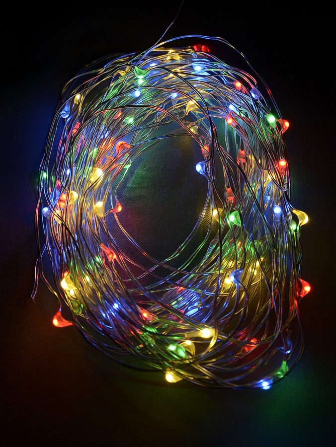 100 Multi Colour LED Micro Bulb Battery String Lights - 8m