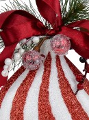 Red & White Swirl Pattern Onion Shape Christmas Hanging Decoration - 30cm