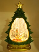 Santa In Sleigh Tree Shaped Large LED Christmas Snow Globe Lantern | 31cm