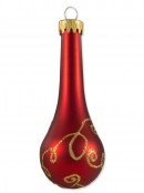 Red & Gold Tear Drop Bauble Decorations - 8 x 11cm